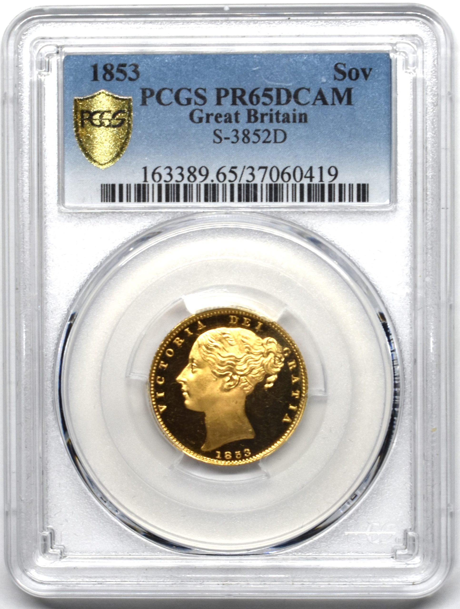 1853年 ヴィクトリア ソブリン金貨 PR65DCAM PCGS | ソブリンパートナーズ